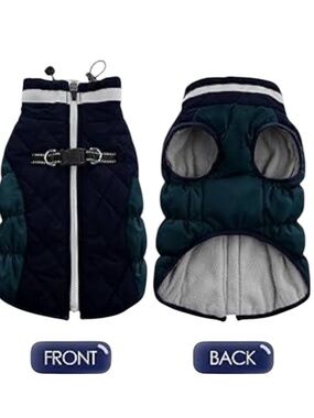 NWOT AOFITEE Dog Coat Reflective  Harness Built In Waterproof Windproof Navy XL